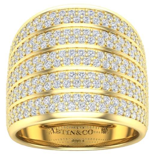 14K Diamond Multi-Row Dome Ring For Sale