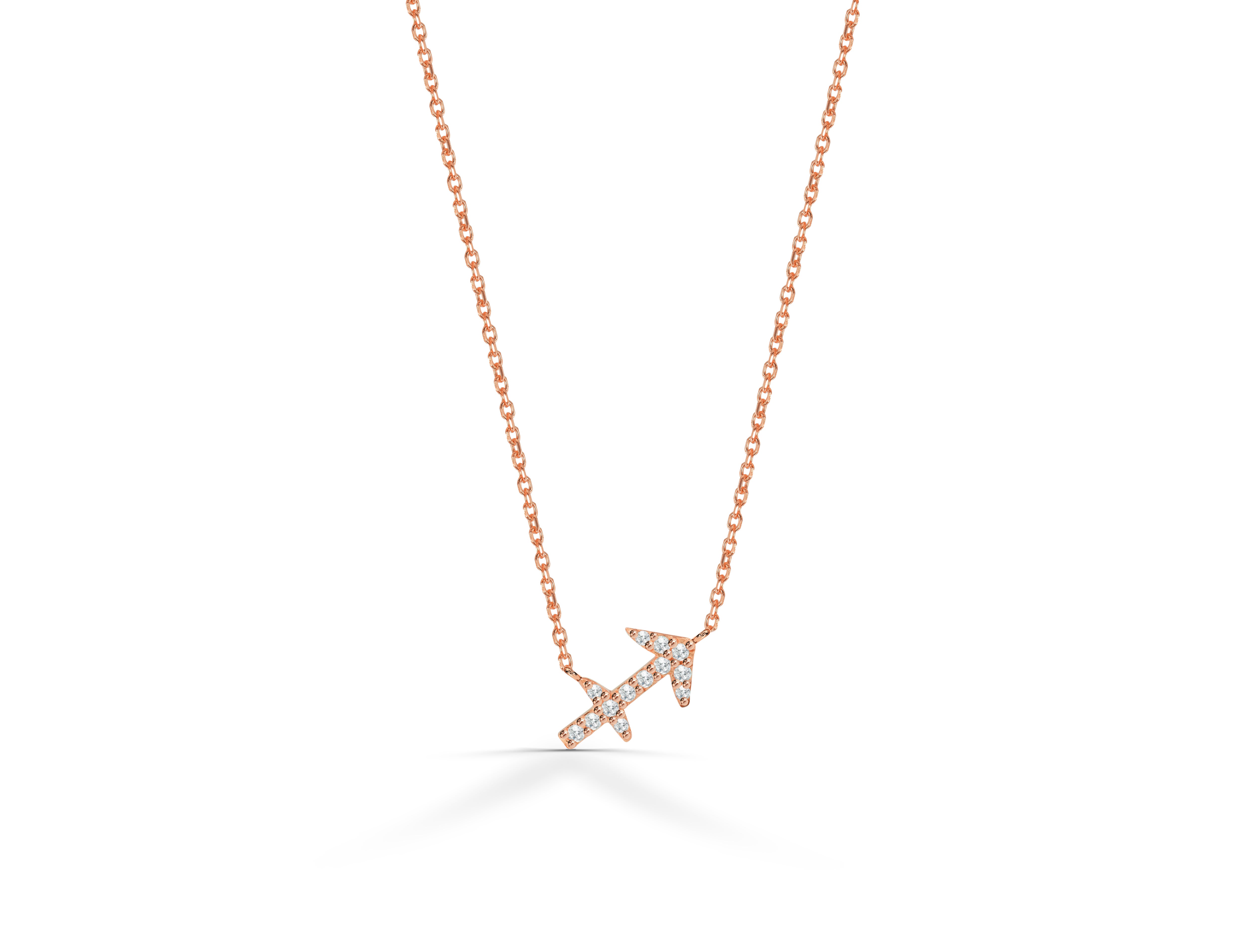Collana di diamanti 14k Segno zodiacale Sagittario Oro Zodiaco in vendita