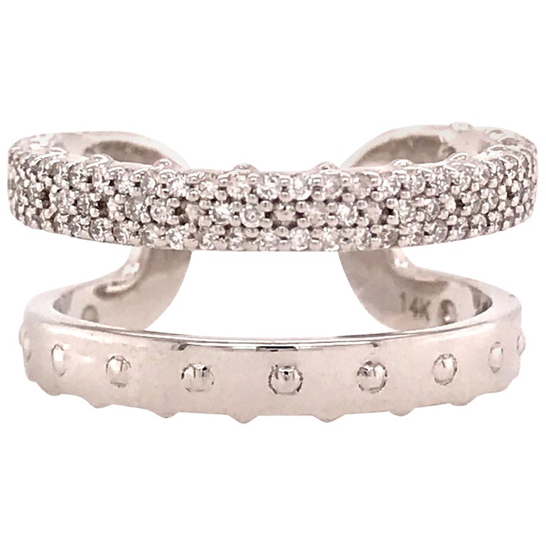14 Karat Diamond Open Back Ring White Gold For Sale at 1stDibs