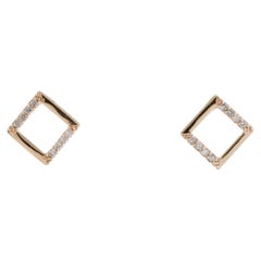 14K Diamond Open Square Stud Earrings, 0.12ctw
