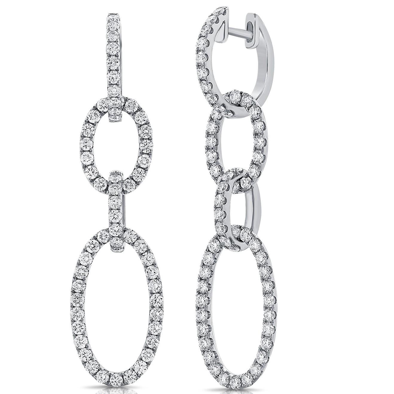 14K DIAMOND OVAL LINK DROP EARRINGS

   - Diamond Weight: 2.55 ct.
   - Gold Weight: 6.55 grams ( approx.)

This piece is perfect for everyday wear and makes the perfect Gift! 

We certify that this is an authentic piece of Fine jewelry. Every piece