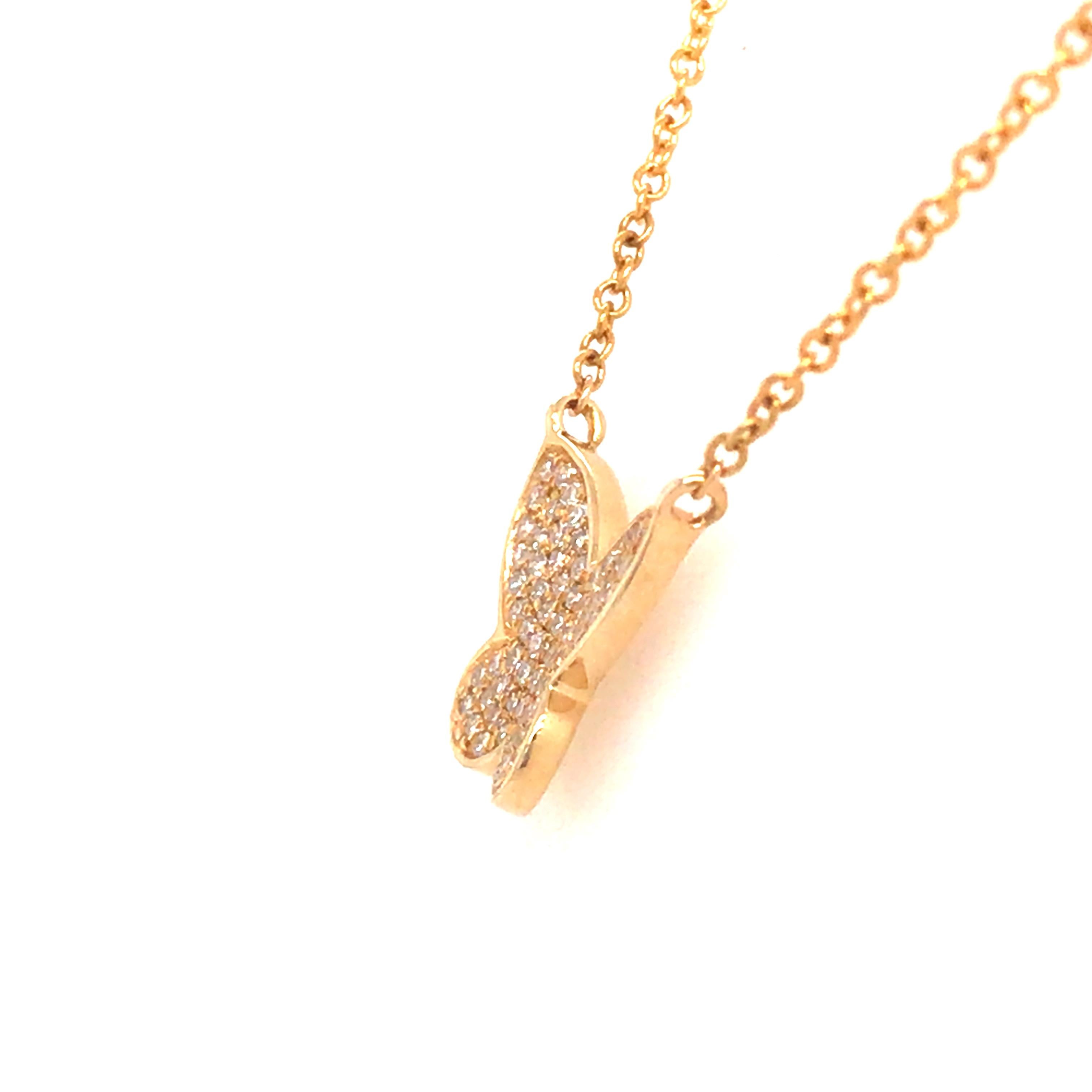 14K Diamant Pave Schmetterling Anhänger Halskette Gelbgold im Zustand „Neu“ im Angebot in Boca Raton, FL