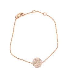 Bracelet à disques en or jaune 14 carats avec cercles pavés de diamants