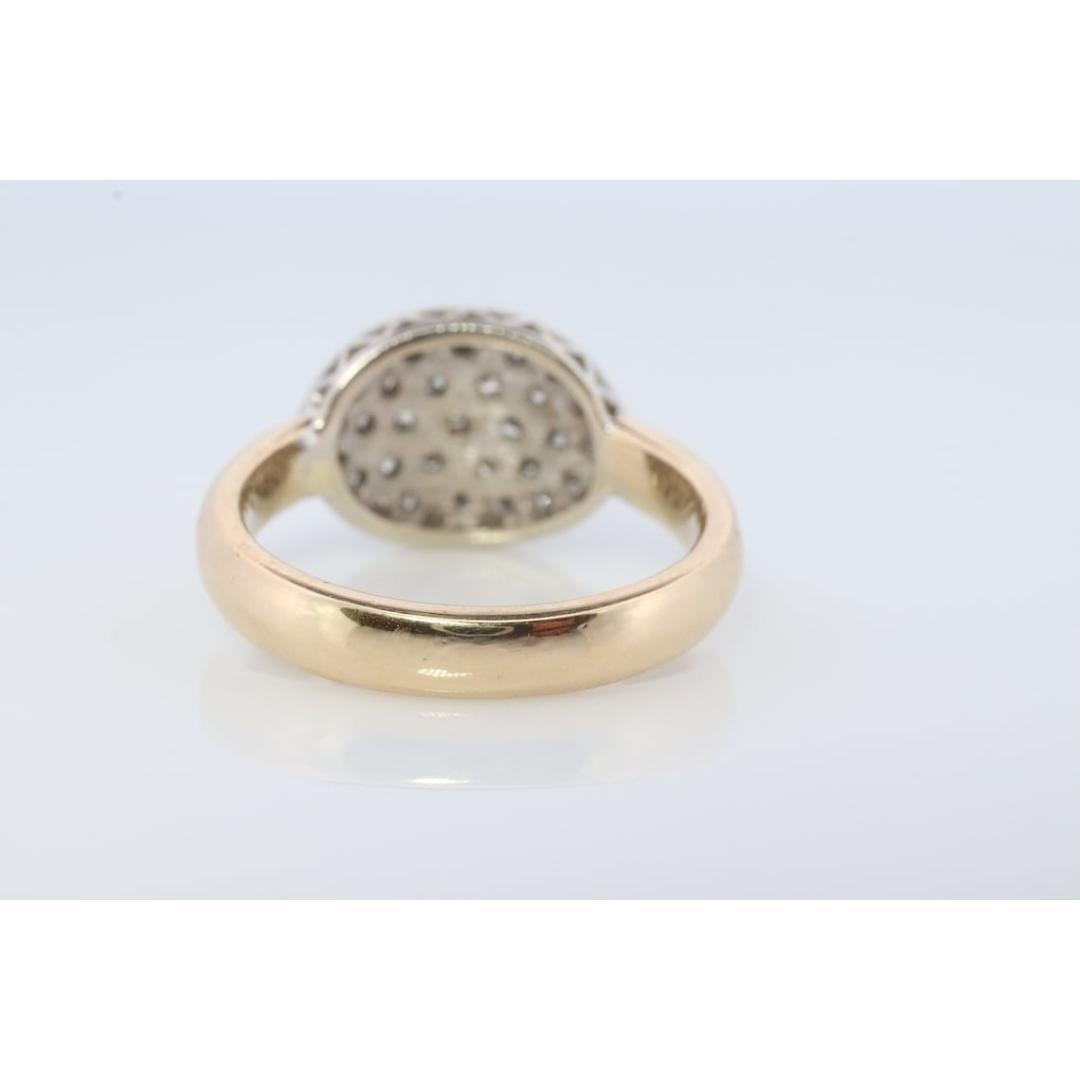14k Diamant-Ring mit Pavé-Verzierung. Diamond Dome Bombe Cluster Band. Diamantring. (Rundschliff)
