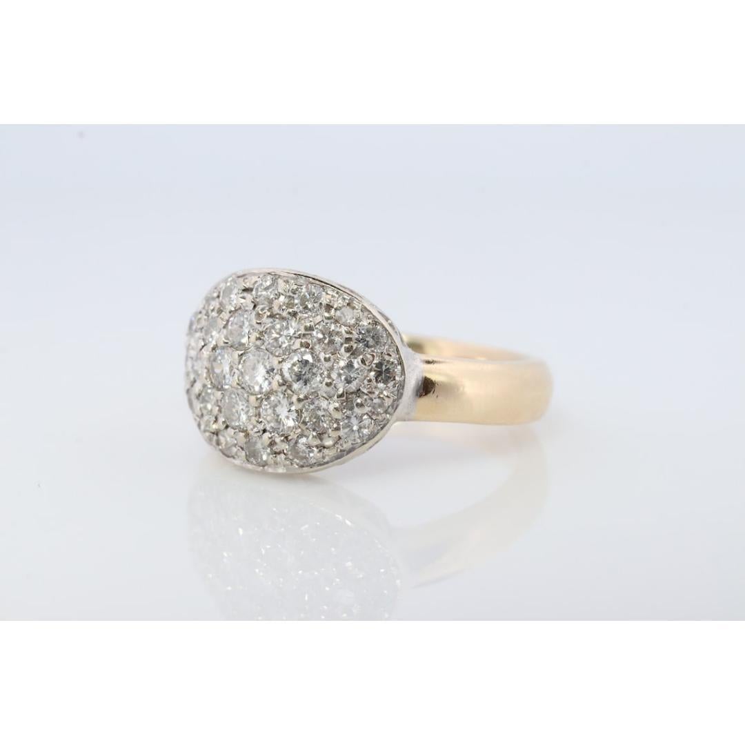 14k Diamant-Ring mit Pavé-Verzierung. Diamond Dome Bombe Cluster Band. Diamantring. Damen