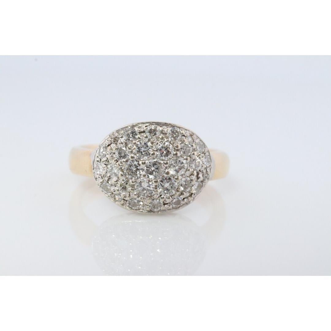 14k Diamant-Ring mit Pavé-Verzierung. Diamond Dome Bombe Cluster Band. Diamantring. 1