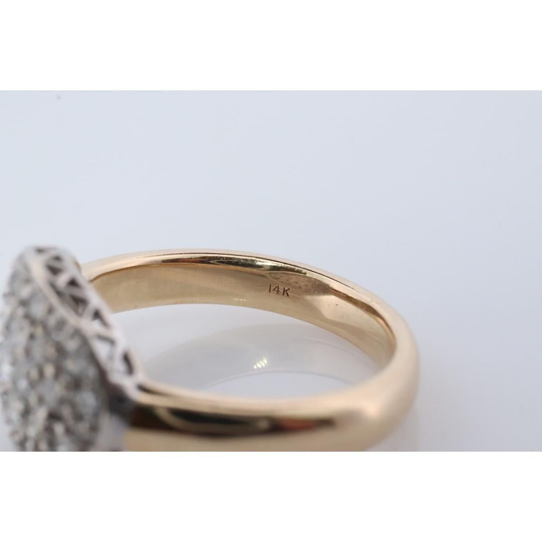 14k Diamant-Ring mit Pavé-Verzierung. Diamond Dome Bombe Cluster Band. Diamantring. 2
