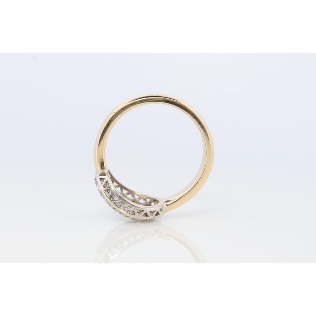 14k Diamant-Ring mit Pavé-Verzierung. Diamond Dome Bombe Cluster Band. Diamantring. 4