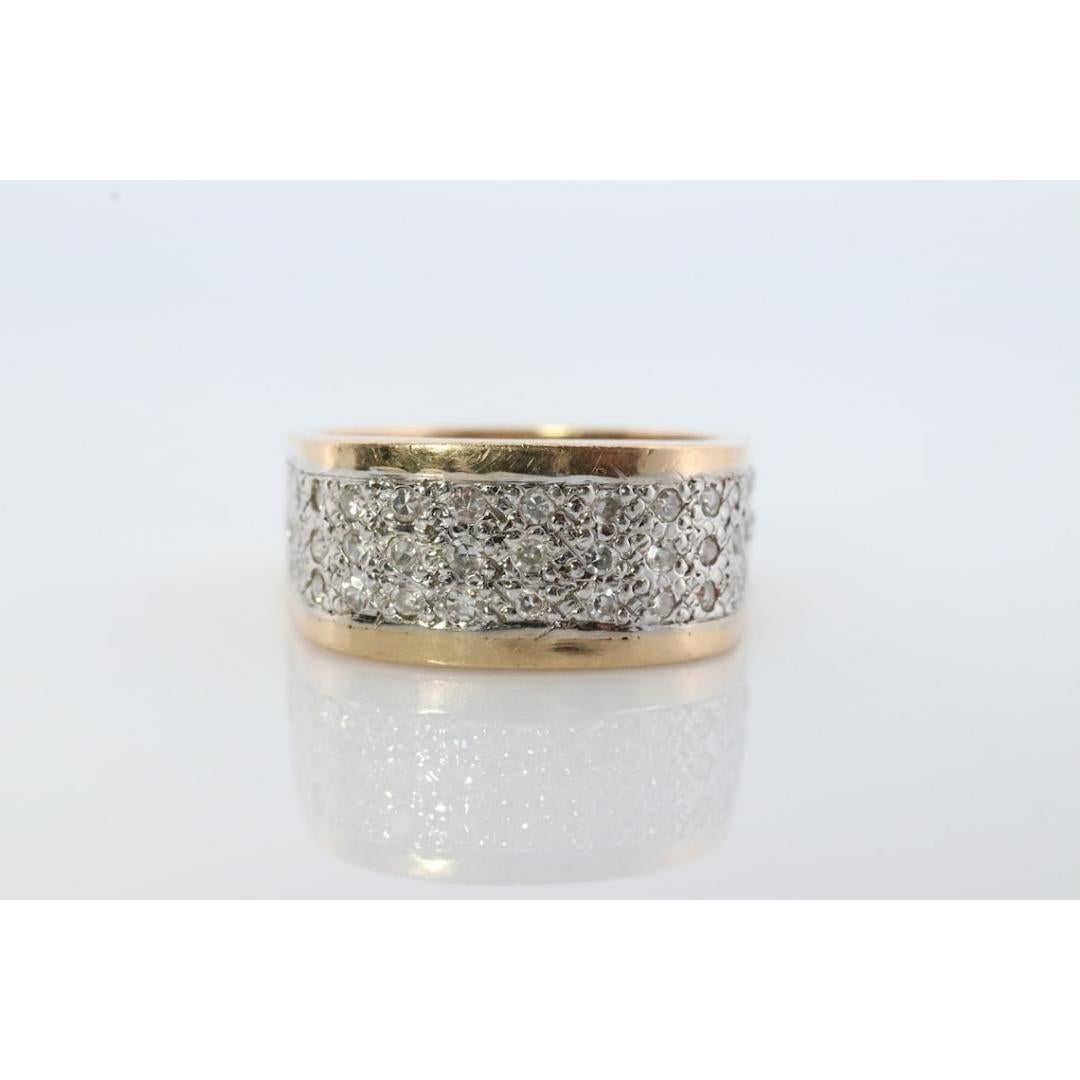 14k Diamond Pave Encrusted Band. Heavy Wide diamond 3 row pave ring. Euro Shank For Sale 6