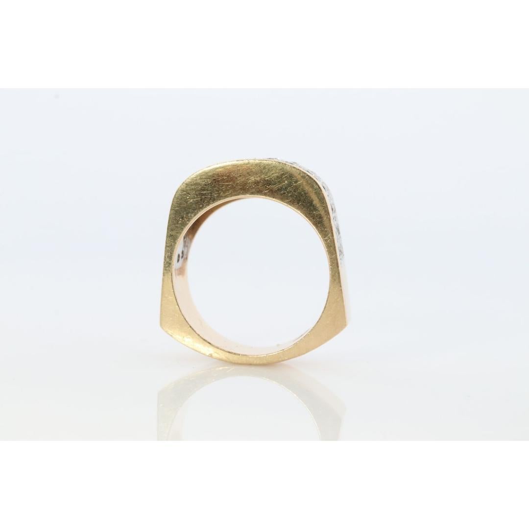 14k Diamond Pave Encrusted Band. Heavy Wide diamond 3 row pave ring. Euro Shank In Good Condition For Sale In Port Charlotte, FL