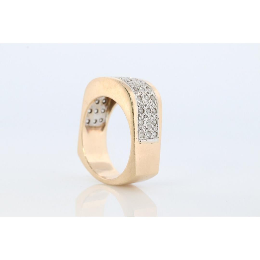 14k Diamond Pave Encrusted Band. Heavy Wide diamond 3 row pave ring. Euro Shank For Sale 1