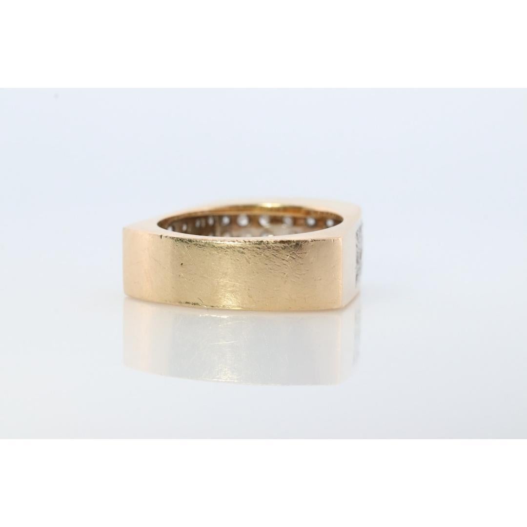 14k Diamond Pave Encrusted Band. Heavy Wide diamond 3 row pave ring. Euro Shank For Sale 3
