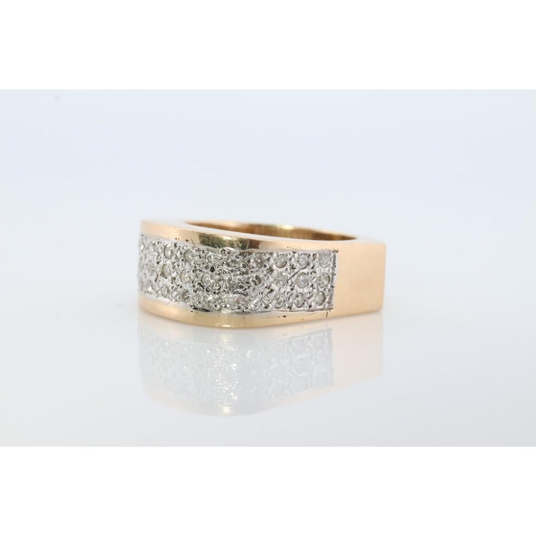 14k Diamond Pave Encrusted Band. Heavy Wide diamond 3 row pave ring. Euro Shank For Sale 4