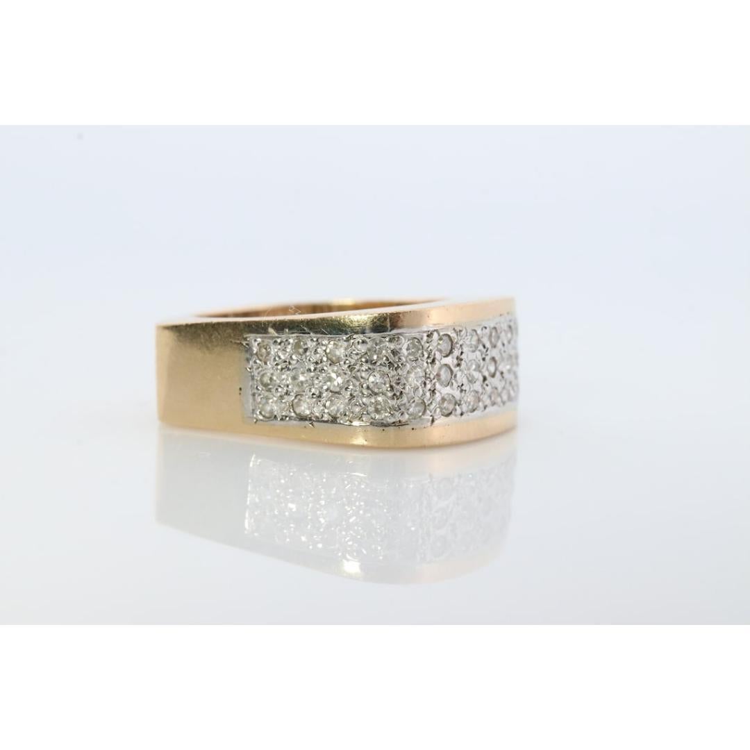 14k Diamond Pave Encrusted Band. Heavy Wide diamond 3 row pave ring. Euro Shank For Sale 5