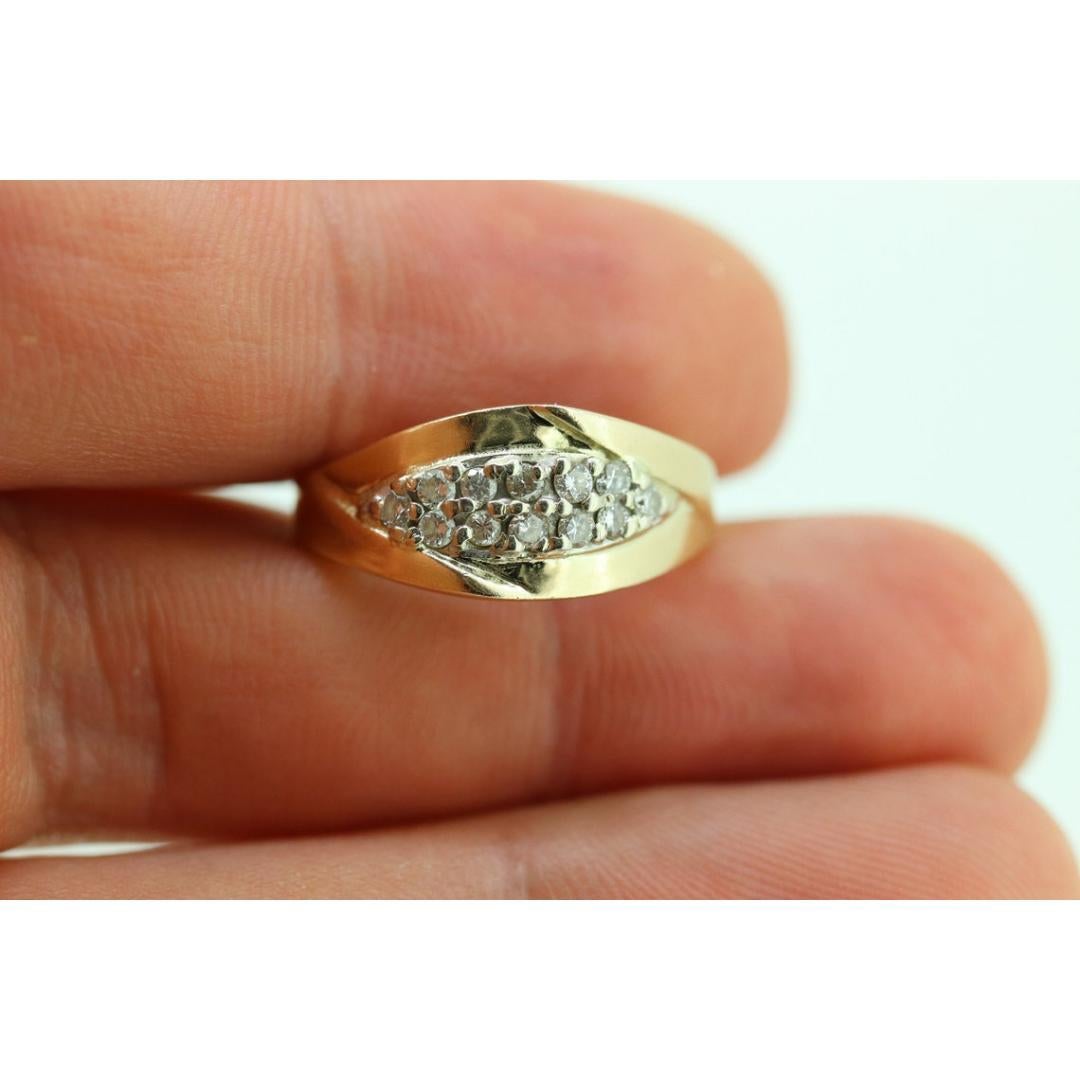 14k Diamond Pave Encrusted Band. Women or Men Diamond Dome Bombe Cluster band For Sale 5