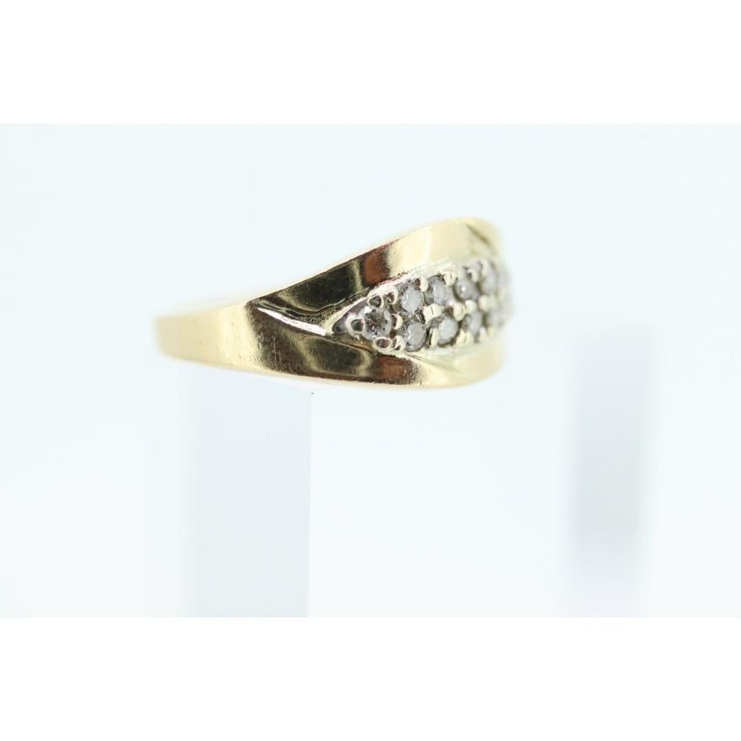 Women's 14k Diamond Pave Encrusted Band. Women or Men Diamond Dome Bombe Cluster band For Sale
