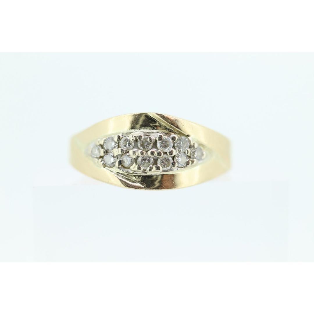 14k Diamond Pave Encrusted Band. Women or Men Diamond Dome Bombe Cluster band For Sale 1