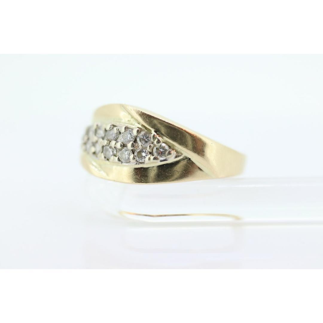 14k Diamond Pave Encrusted Band. Women or Men Diamond Dome Bombe Cluster band For Sale 3