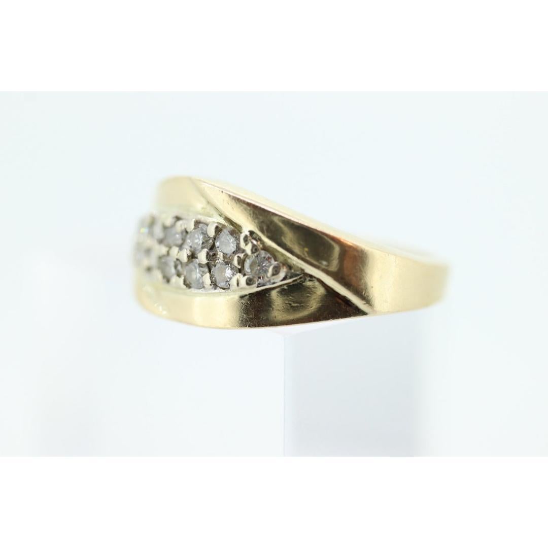14k Diamond Pave Encrusted Band. Women or Men Diamond Dome Bombe Cluster band For Sale 4