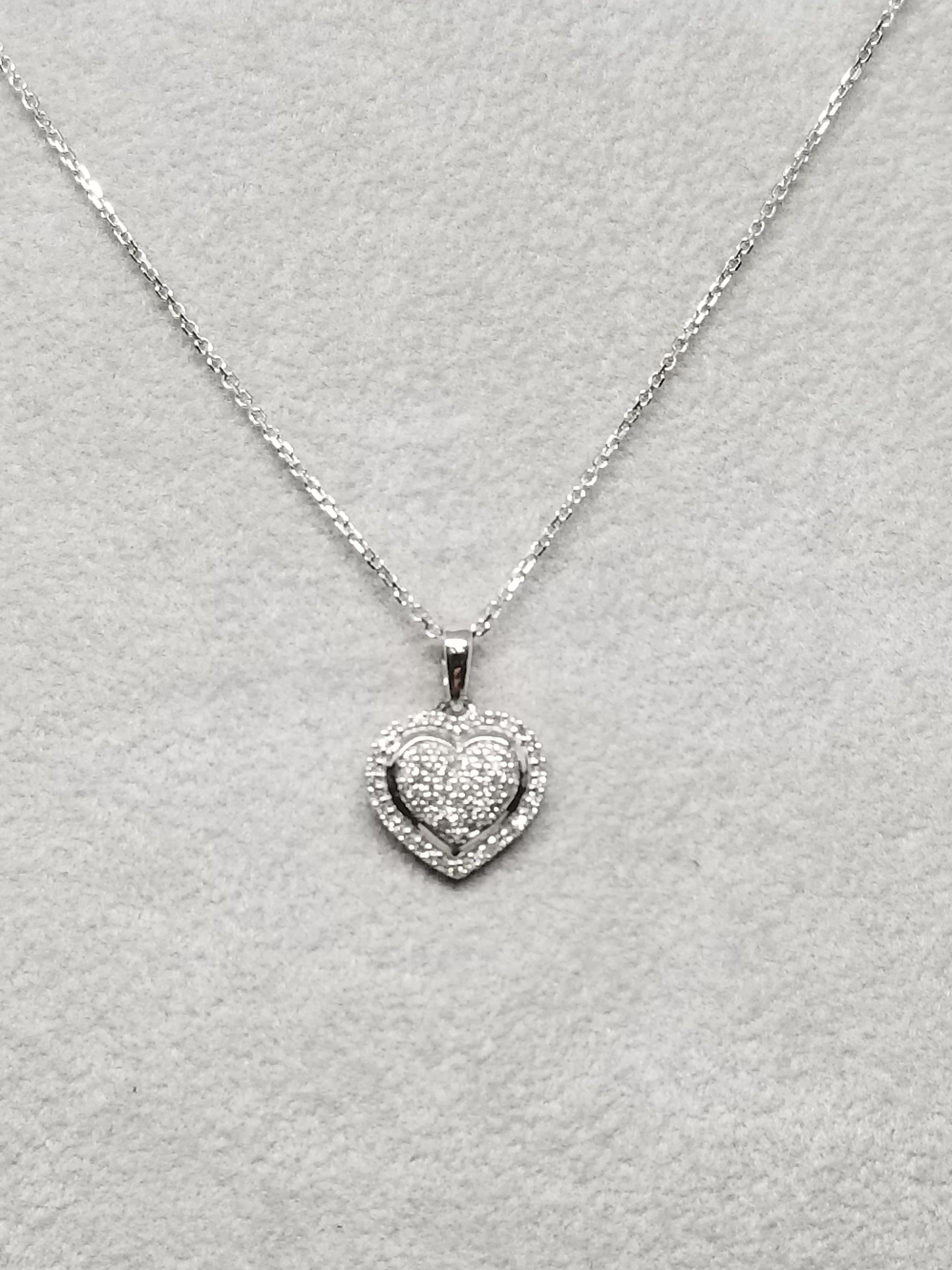 Women's or Men's 14 Karat Diamond Pave Heart