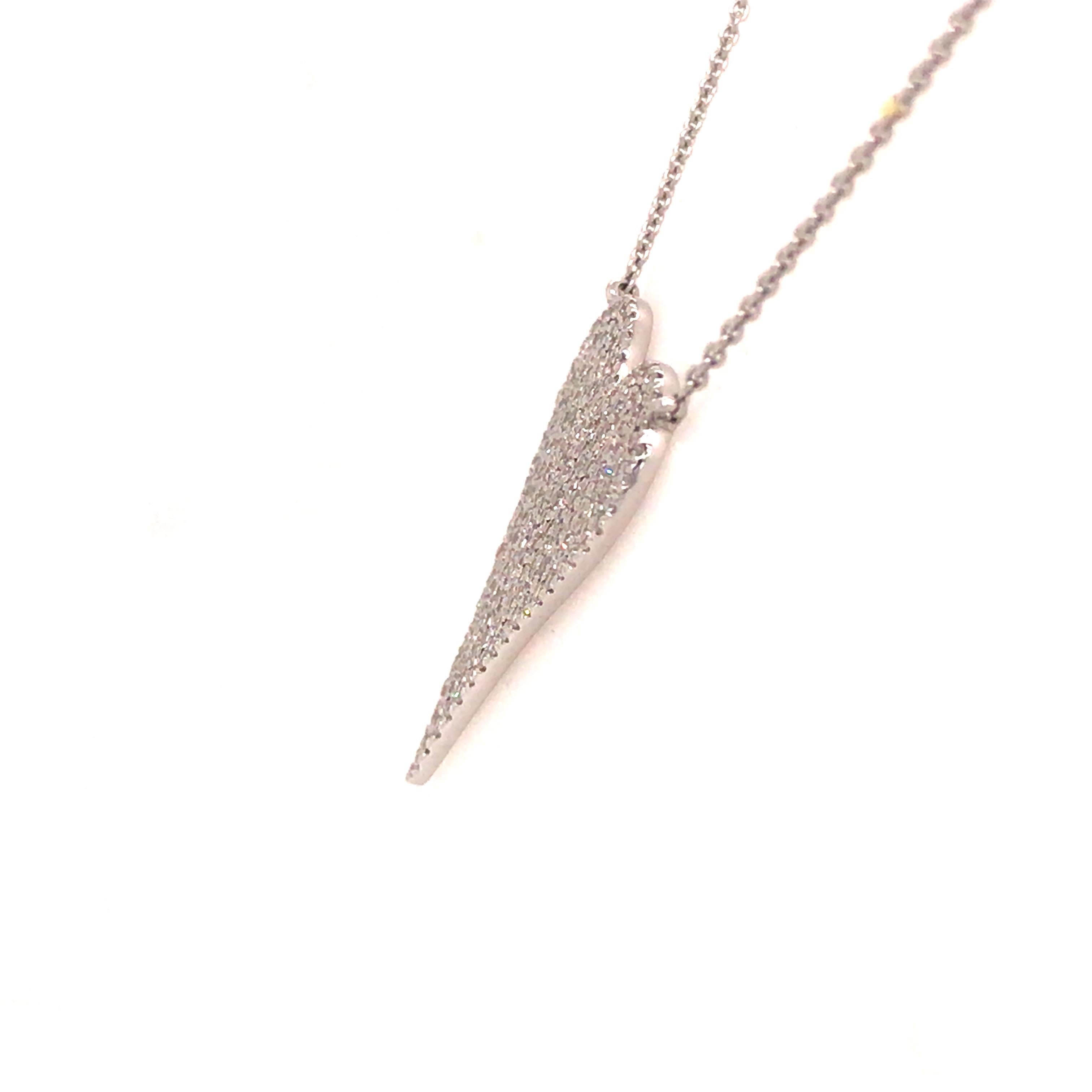 14K Diamond Pave Heart Necklace White Gold In New Condition In Boca Raton, FL