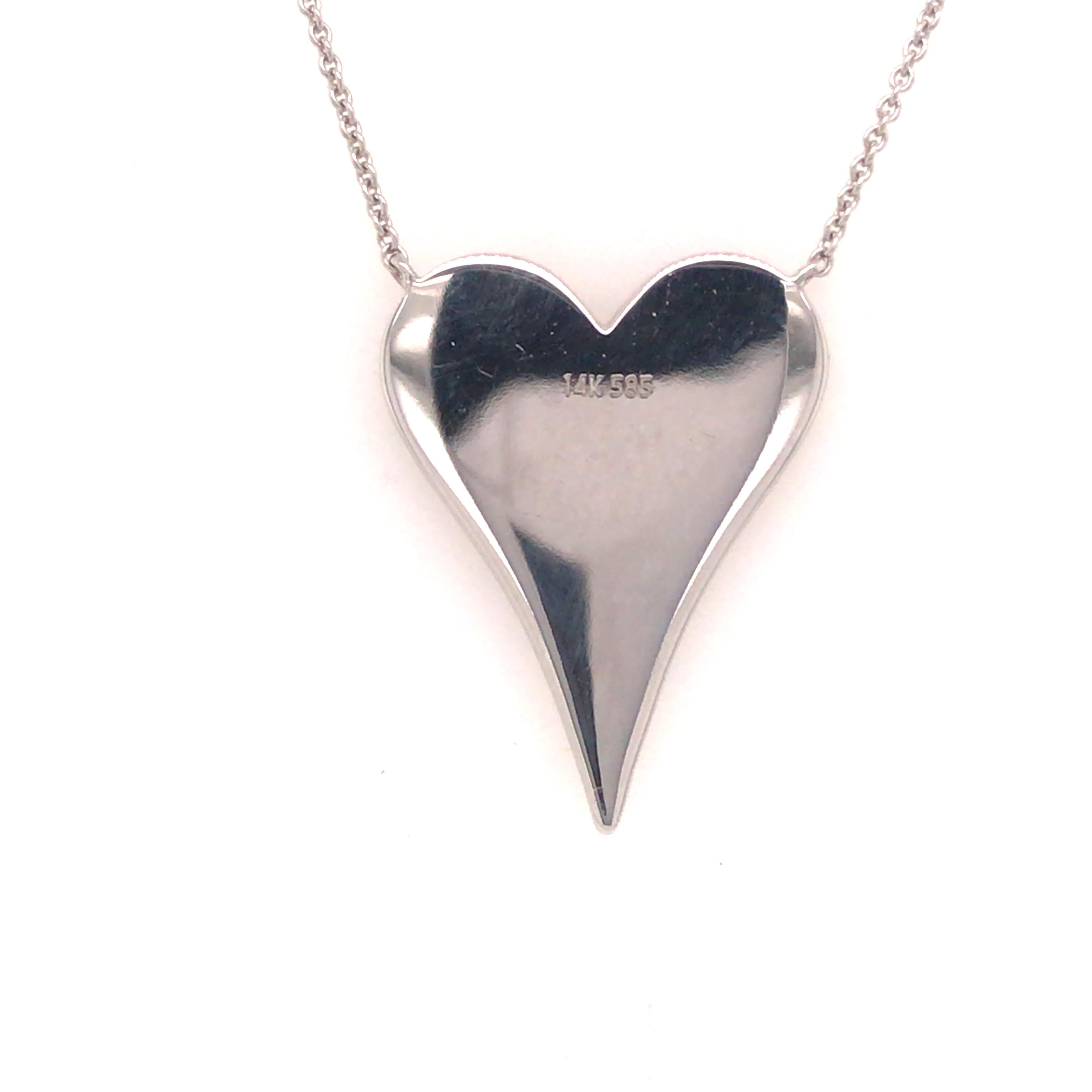 Women's 14K Diamond Pave Heart Necklace White Gold