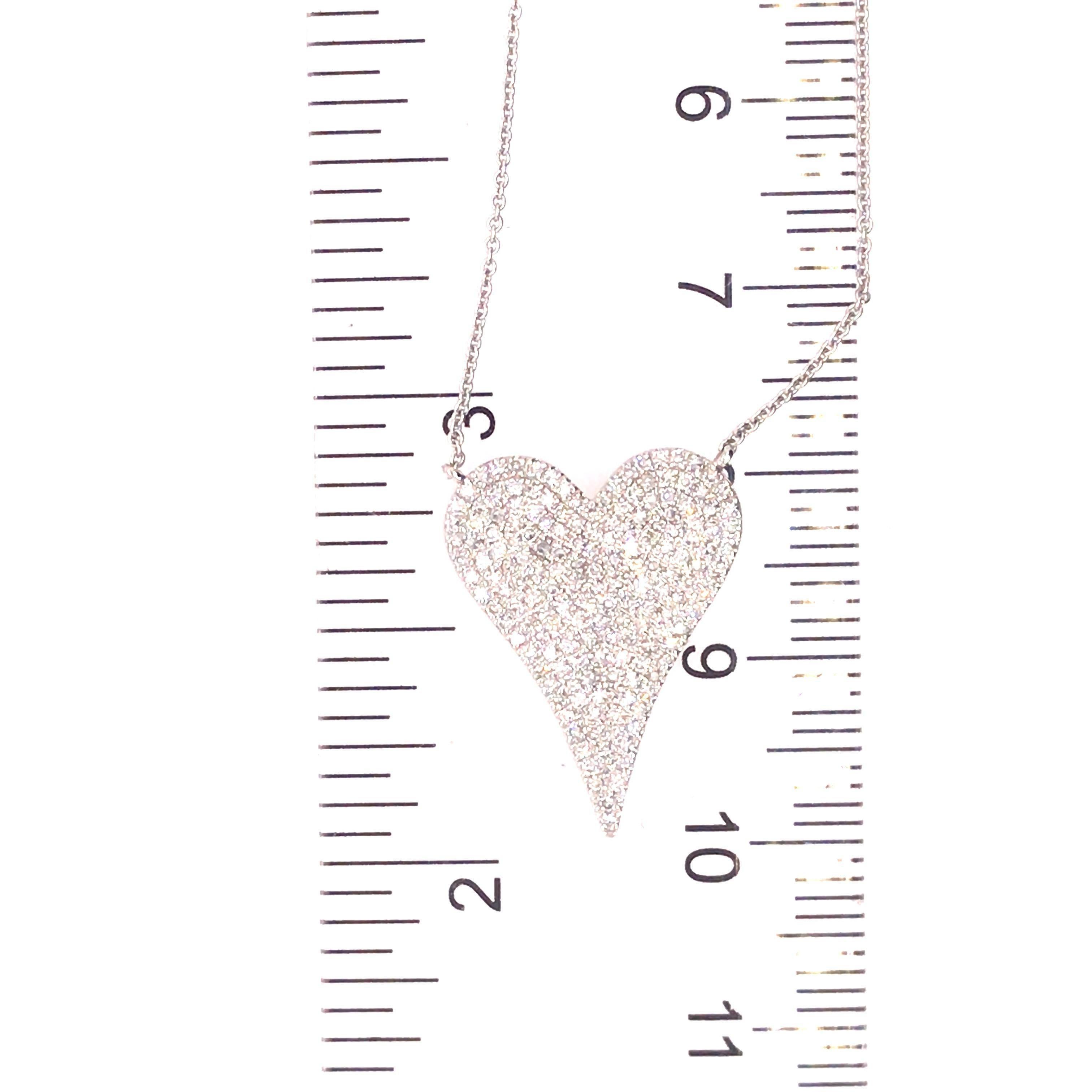 14K Diamond Pave Heart Necklace White Gold 2