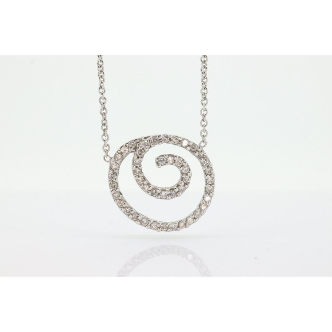Pendentif pavé de diamants 14K. En spirale, cercle ouvert, cercle d'éternité pavé Pour femmes en vente