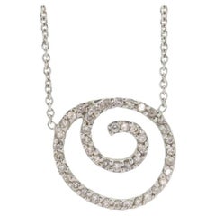 Pendentif pavé de diamants 14K. En spirale, cercle ouvert, cercle d'éternité pavé
