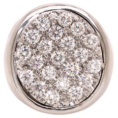 14K Diamond Pave Signet Ring White Gold