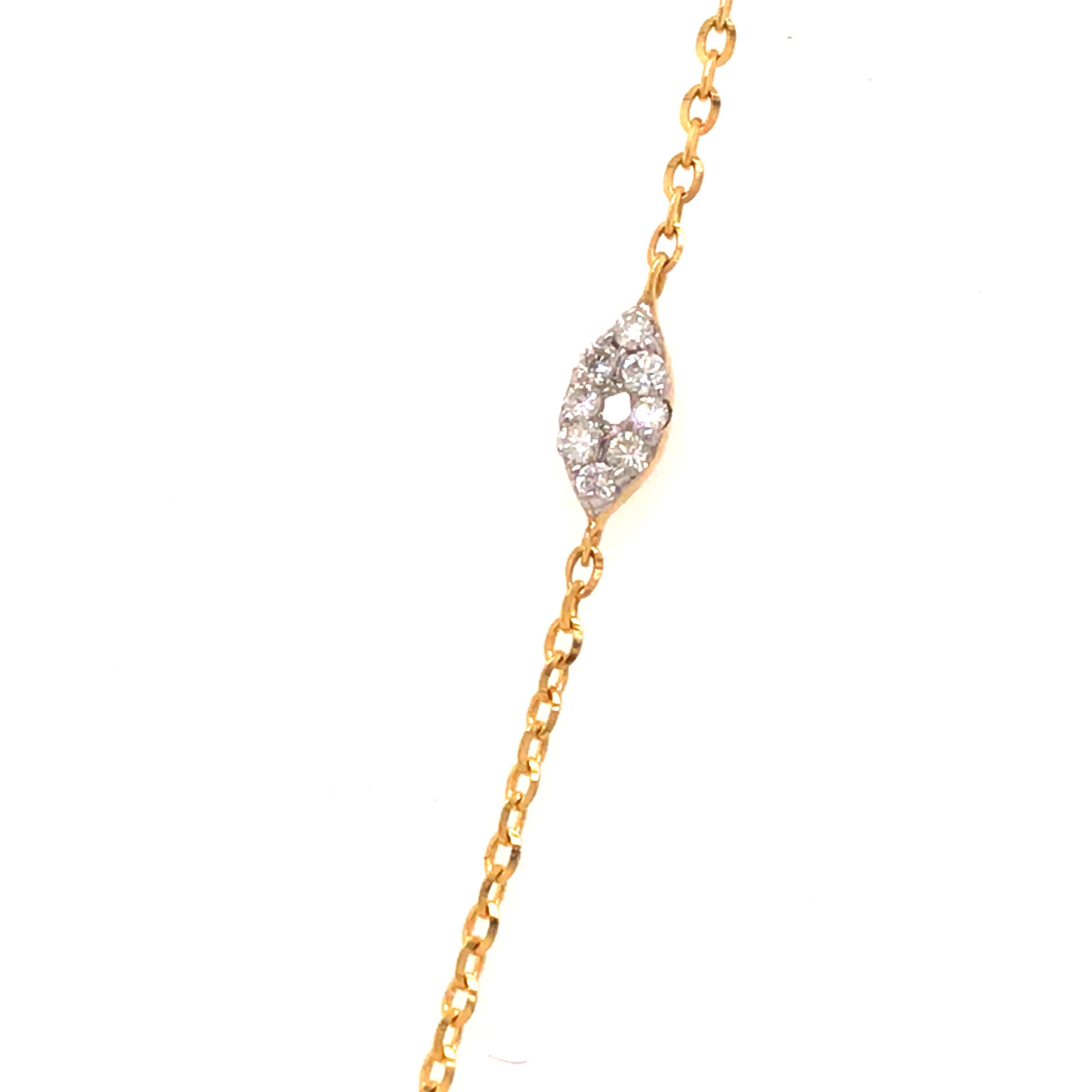 diamond station necklace in 14kt yellow gold