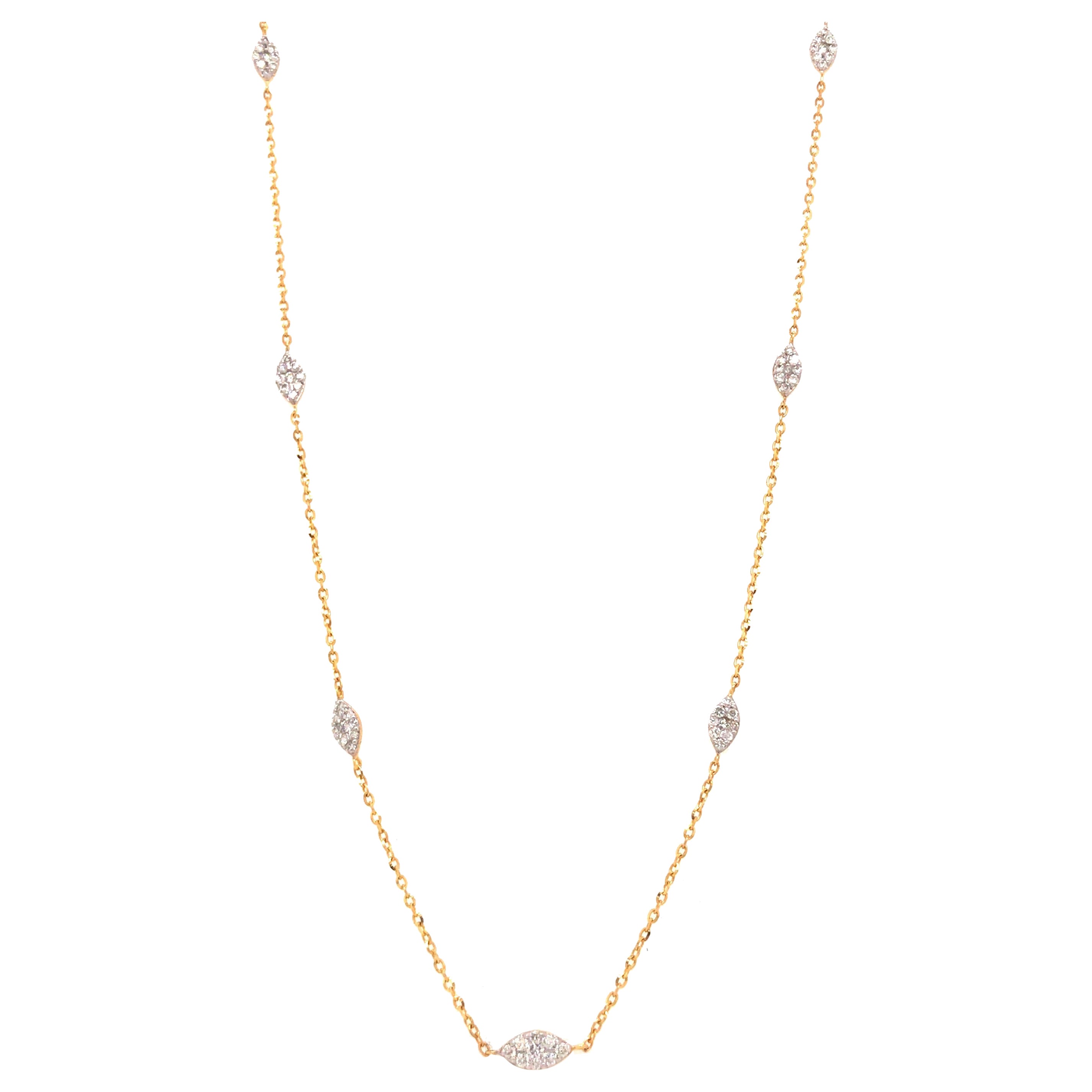 Halskette aus Gelbgold mit Pavé-Anhängern, 18 Karat Diamant im Angebot