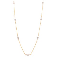 Halskette aus Gelbgold mit Pavé-Anhängern, 18 Karat Diamant