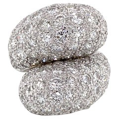 14k Diamond Pave Twist Wide Band White Gold (or blanc)