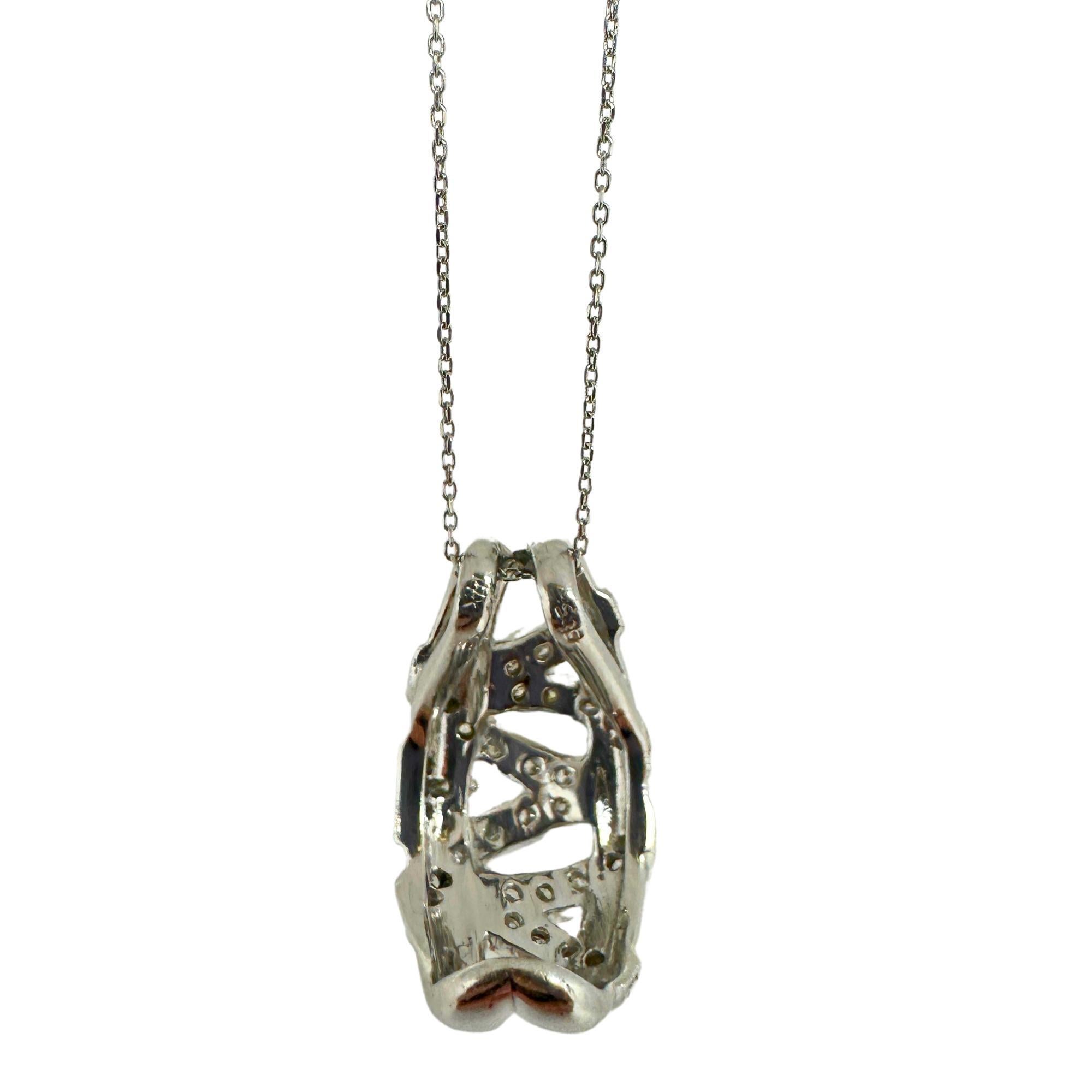 Taglio rotondo Collana con diamante 14k in vendita