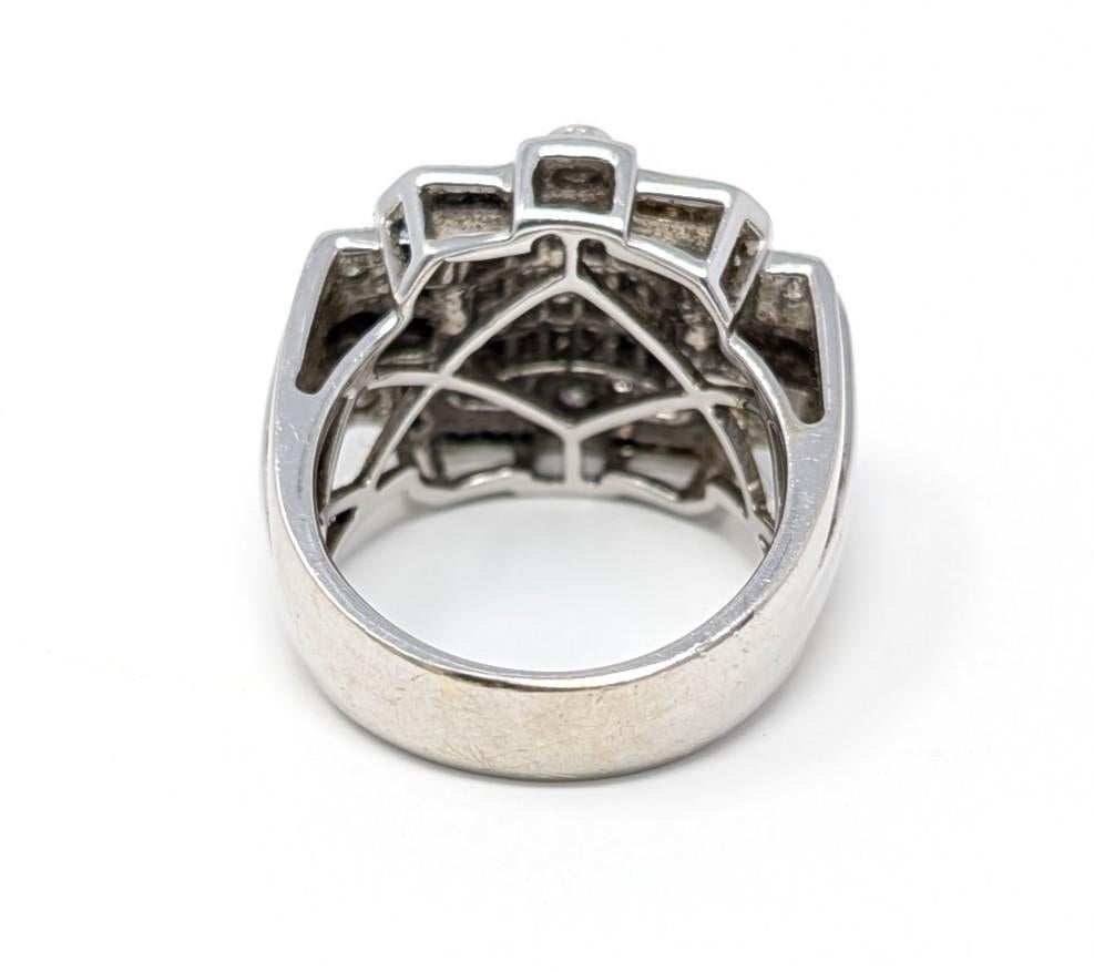 Women's or Men's 14k Diamond Ring by Luxurman Yellow Blue Solid White Gold Statement US Size 8.5 For Sale
