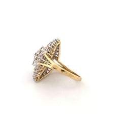 Vintage 14K Gold Diamond Cluster Ring, Late 20th Century Design