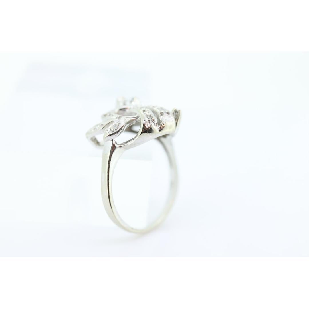 14k Diamond Ring. Leaf Setting Diamond with accents. Diamond Bow Love Knot ring. For Sale 3