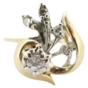 14k Diamond Ring. Leaf Setting Diamond with accents. Diamond Bow Love Knot ring.