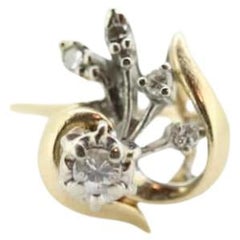 14k Diamond Ring. Leaf Setting Diamond with accents. Diamond Bow Love Knot ring.