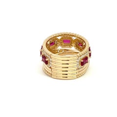 14K Diamond Ring with 7 (1.80 ct) Natural Ruby & 1.42ct FullCut Natural Diamonds