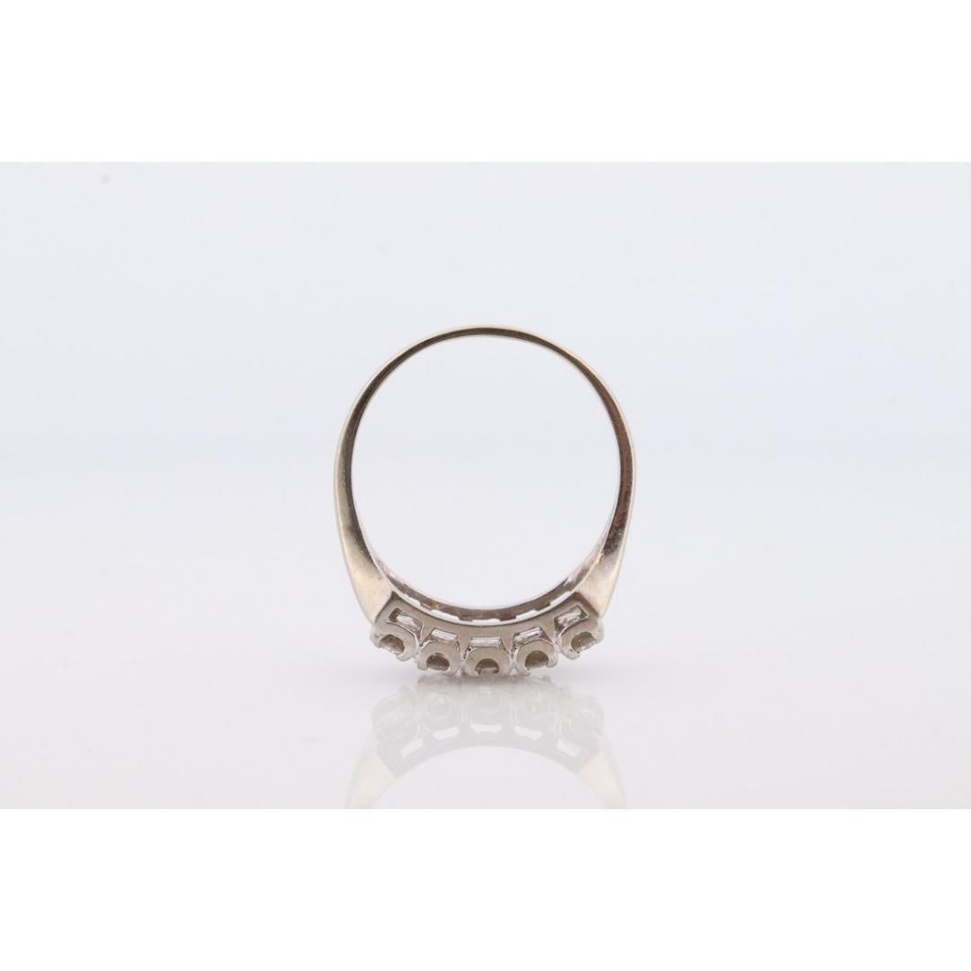 14k Diamond Row Cluster ring. Genuine Natural diamonds. 14k White gold Cluster In Good Condition For Sale In Port Charlotte, FL