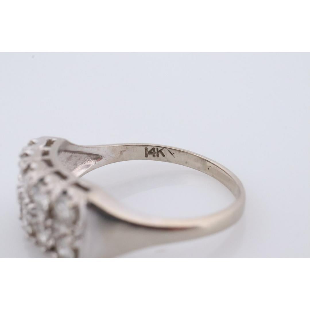 14k Diamond Row Cluster ring. Genuine Natural diamonds. 14k White gold Cluster For Sale 3