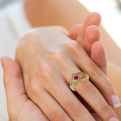 14 Karat Diamond and Rubi Ladies Ring