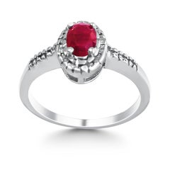 14 Karat Diamond and Ruby Cluster Ring