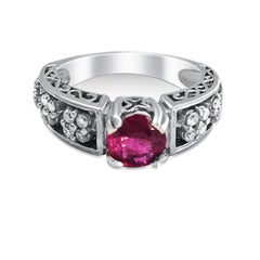 14 Karat Diamond and Ruby Cluster Ring Vintage
