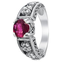 14 Karat Diamond and Ruby Cluster Ring Vintage