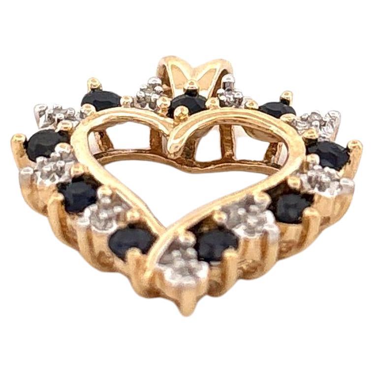 14K Diamond 
Sapphire Heart Pendant14K Diamond 
Sapphire Heart Pendant For Sale