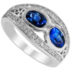 14 Karat Diamond and Sapphire Ladies Ring
