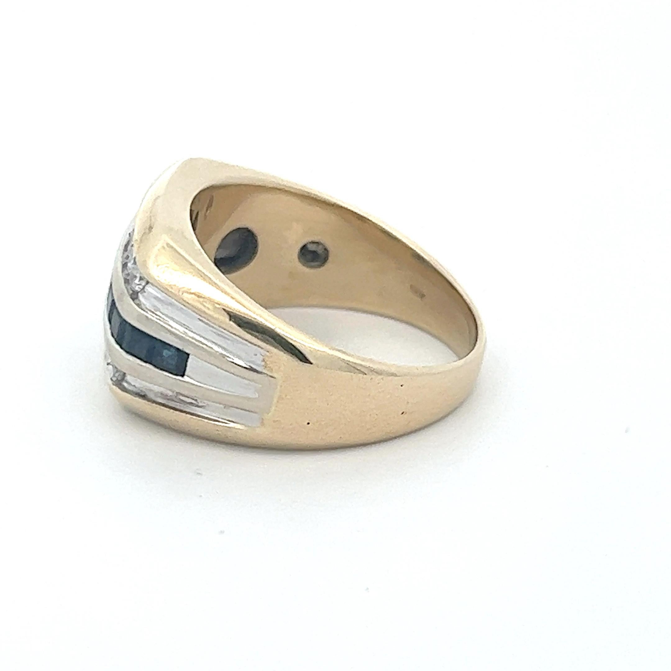 Square Cut 14k Diamond Sapphire Ring